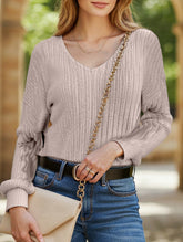 Fashionable V-neck long-sleeved sweater